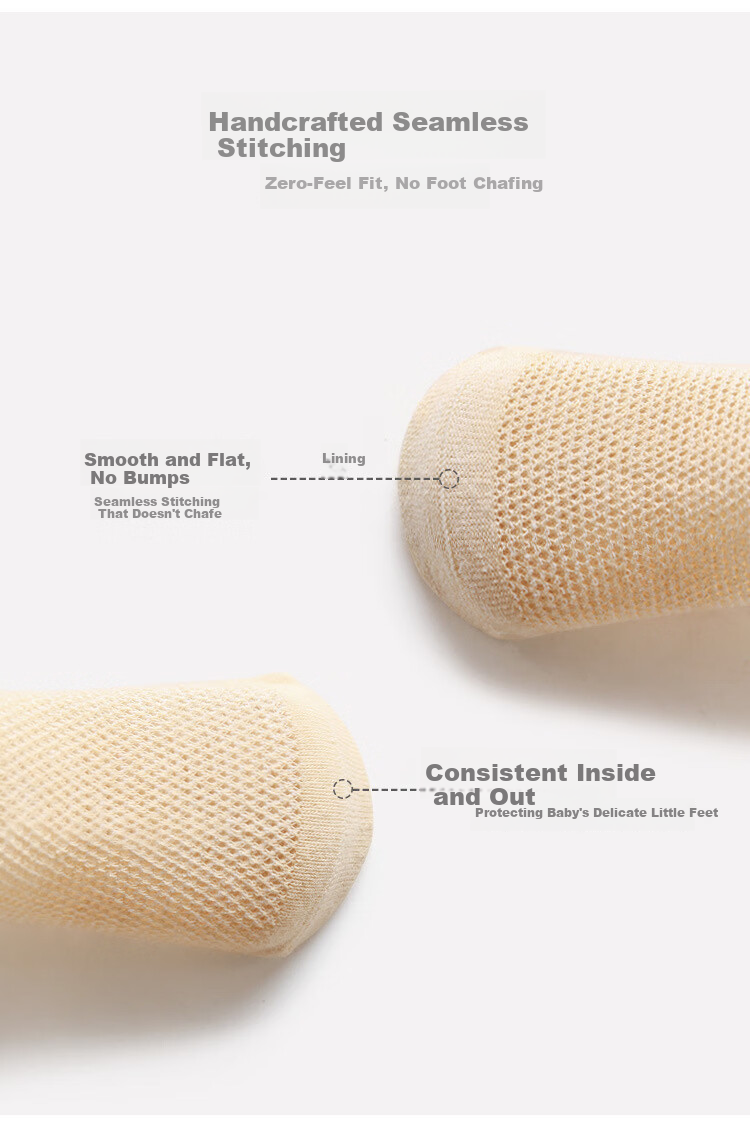 Five-Petal Cotton Children's Socks Spring Summer Mesh Thin Baby Socks Seamless Breathable Newborn Socks Class A 8