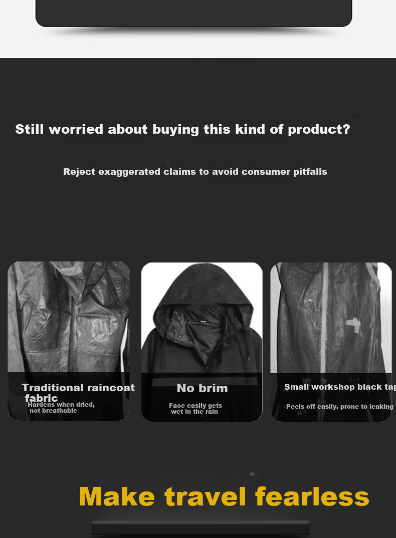 Gongtai Thickened Adult Two-Piece Raincoat And Rain Pants Set, Windproof And Waterproof Outdoor Reflective Cycling Suit, 2XL 3