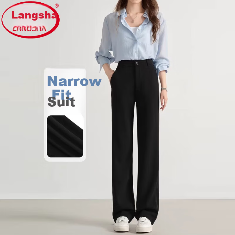 Langsha Women's Summer New Small Size Casual Suit Pants Formal Commuter Wide-Leg Slim High-Quality Trousers