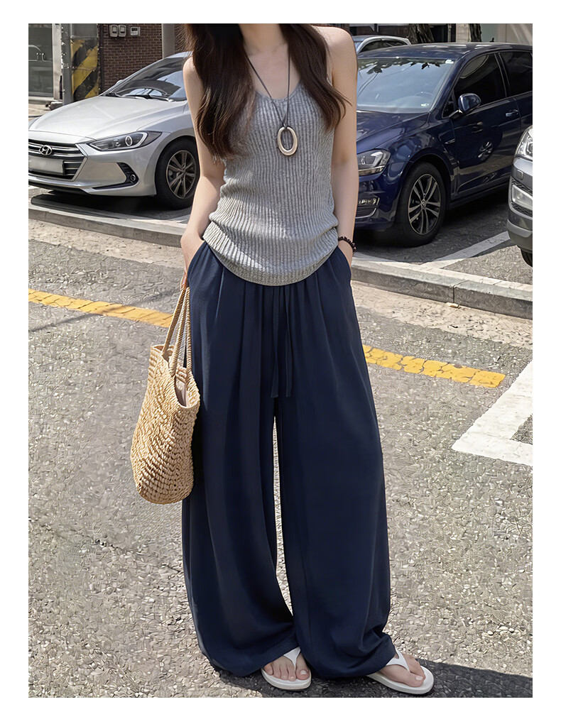 Xueqiman Linen Curved Blade Pants Women Summer Thin Pants 2026 New Ice Silk Draped Balloon Tencel Casual Pants Women 19