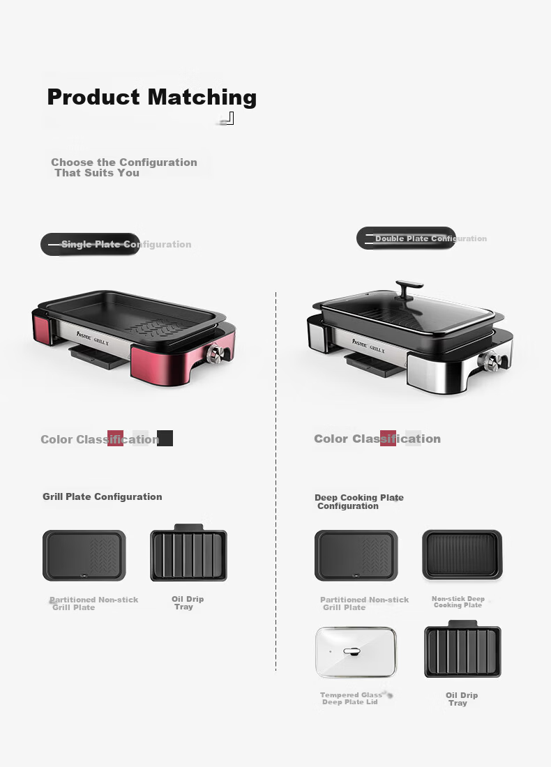 Fastee Electric BBQ Grill Pan Smokeless Home Electric Grill Non-stick Steak Pan Outdoor Fish Grill FST-53A 2