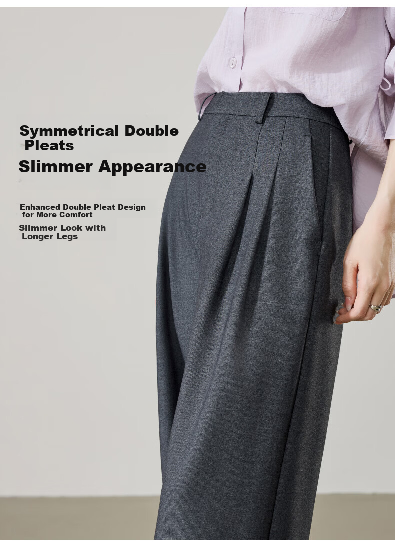 ESE-Y Lyocell Acetate Wide-Leg Suit Pants for Women 26 Spring New High-Intelligence Commuting Wide Straight Pants Gray 31 11
