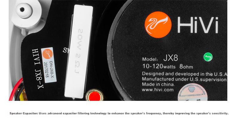 HiVi JX8 Home Theater Fixed Impedance Ceiling Speakers 8-Inch In-Ceiling Public Address Background Music Sound System Conference Speakers (Pair) 3