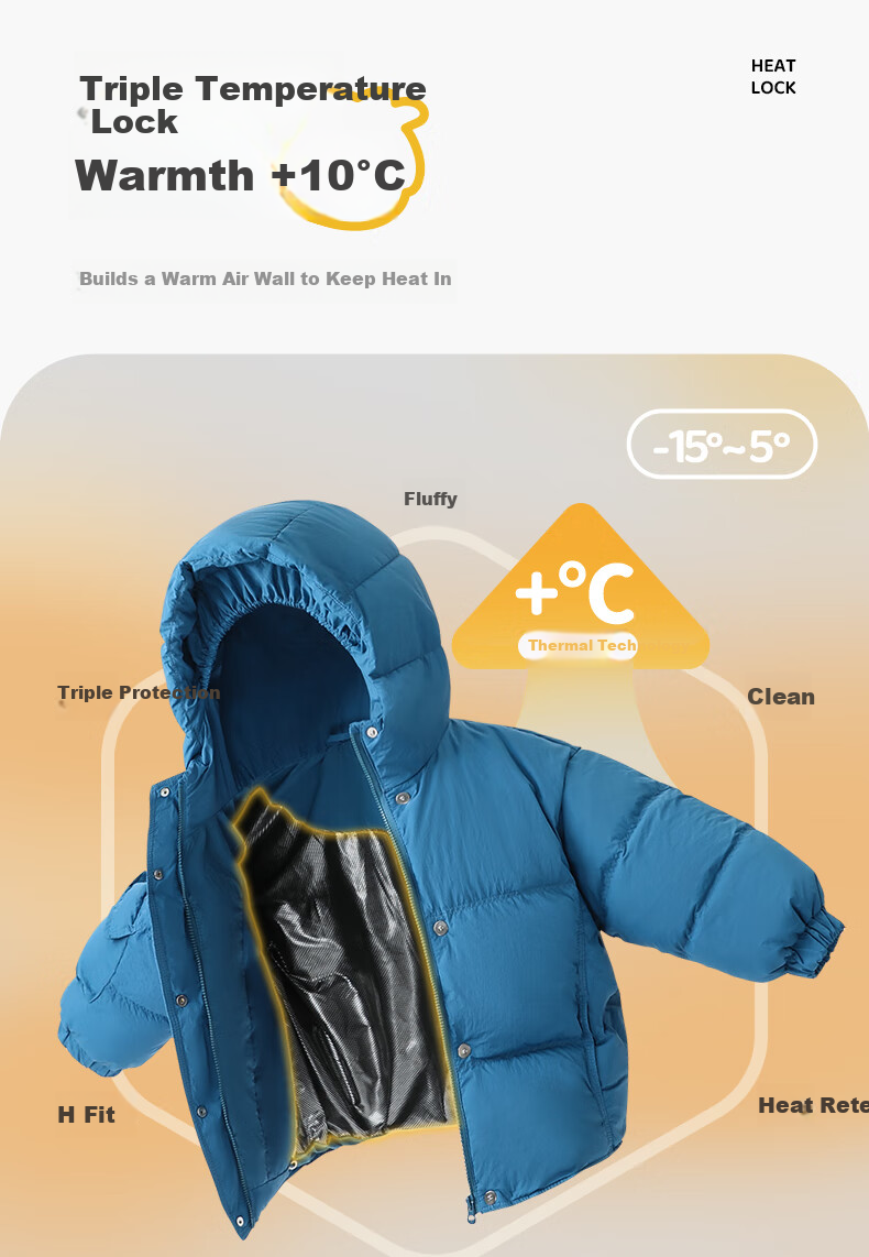Ciciibear Boys' down Jacket, Puffer Coat, Children's Warm Winter Outerwear, Baby White Duck Dow 11