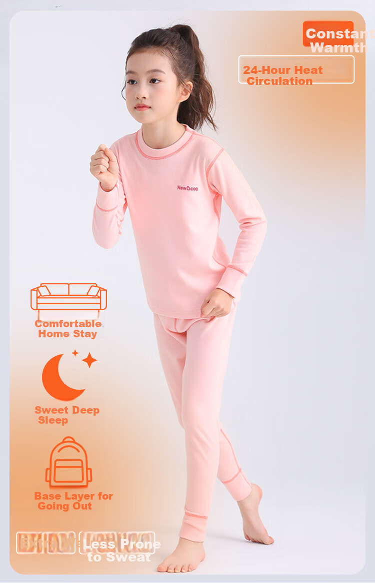 Hodo Children's Thermal Underwear Set Velvet Autumn Long Johns Boys Girls Homewear Blue Size 100 6