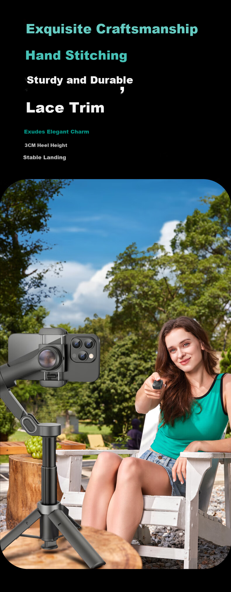 Aokawa X3 Smartphone Stabilizer AI Tracking Gimbal Selfie Stick 360° Rotation Anti-Shake Automatic AI Follow Extension Rod Face Live Dance Travel Vlog One-Key Quick Open 4