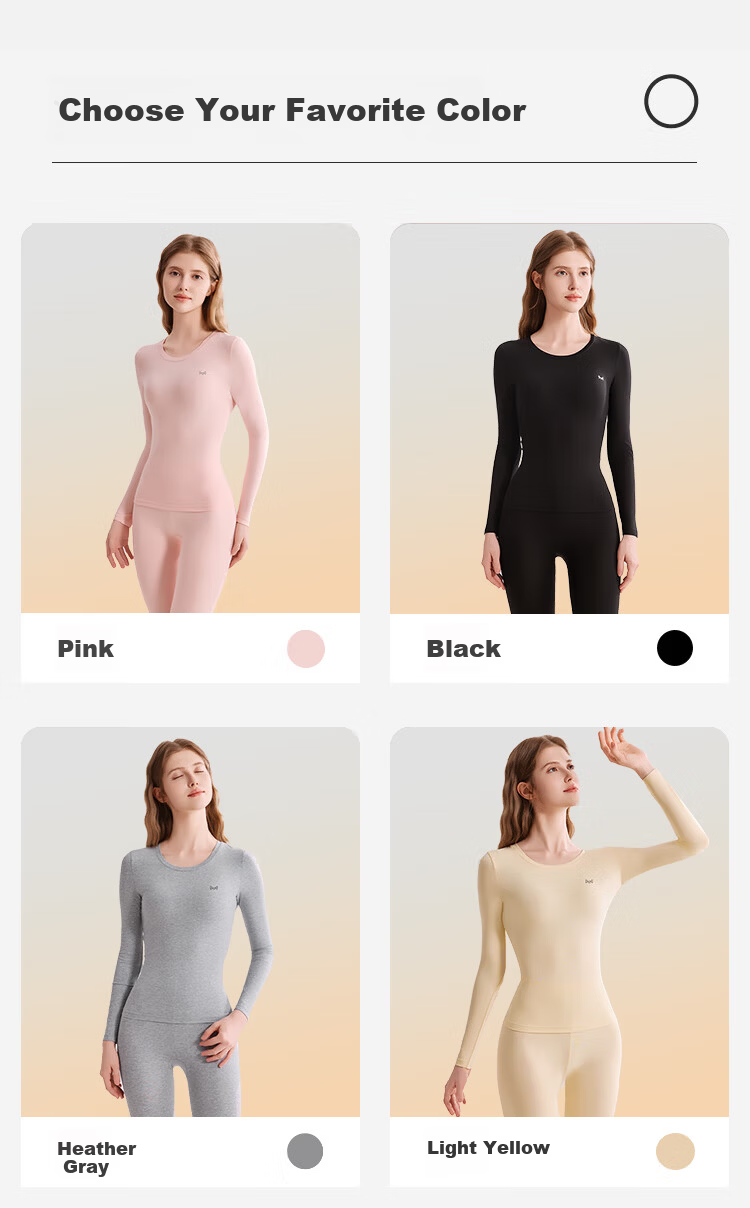 MiiOW 95% Cloud Cotton Antibacterial Women's Autumn Thermal Underwear Set Round Neck Warm Innerwear Light Yellow 2XL 18