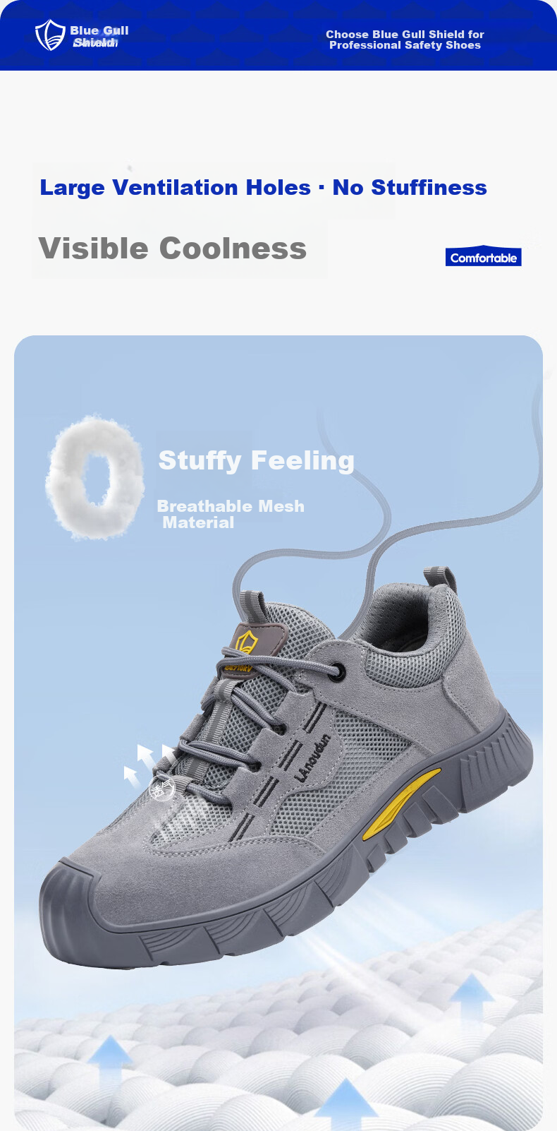 BlueOwlShield Men's Summer Breathable Electrician Insulated 10KV Anti-Smash Anti-Puncture Toe Work Shoes D0266TKV Size 41 4