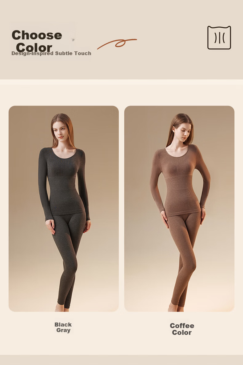 Miiow Women's Slimming Wool Thermal Underwear Set Autumn Winter Warm Base Layer 10
