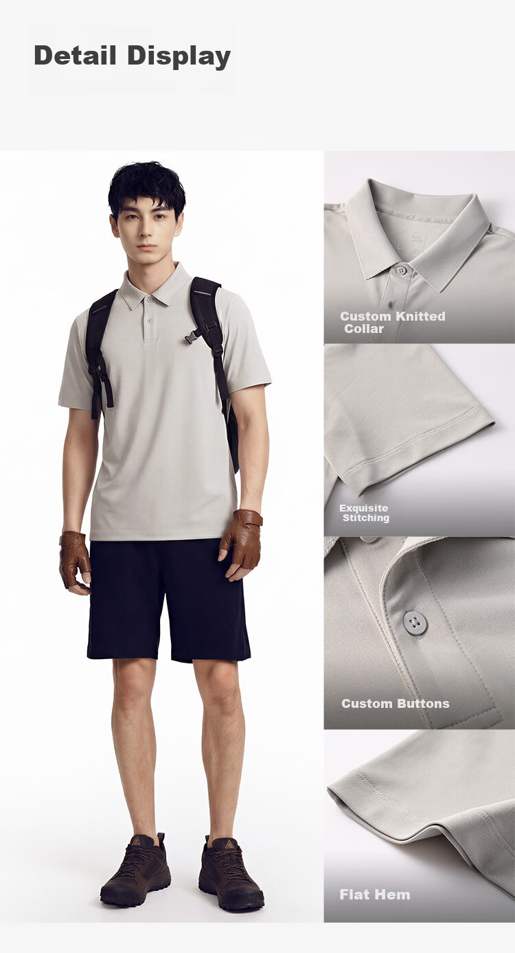 JD Jingzao Dry-Fit Polo Shirt Men Short Sleeve T-Shirt Spring Summer New Breathable Sports Casual Light Business Top Black S 11