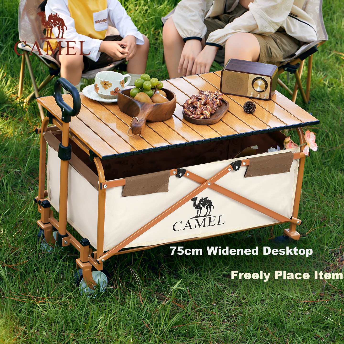 CAMEL Camping Car Accessory Tableboard Foldable Portable Carbon Steel Tableboard Wood Grain Color