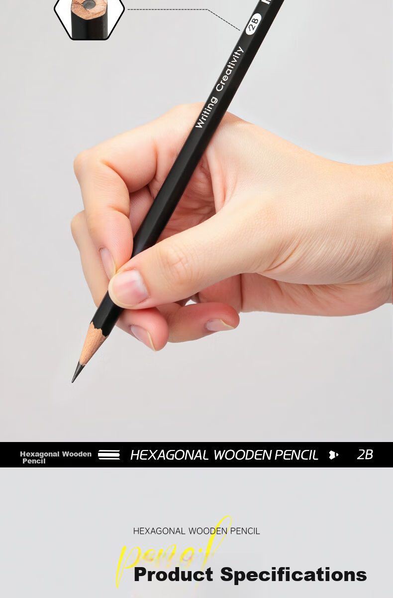 M&G Stationery 2B Hexagonal Wooden Pencils 12pcs Matte Paint Pencils Student School Writing Art Sketch Drawing Wooden Pencils Random Color AWP34601 7