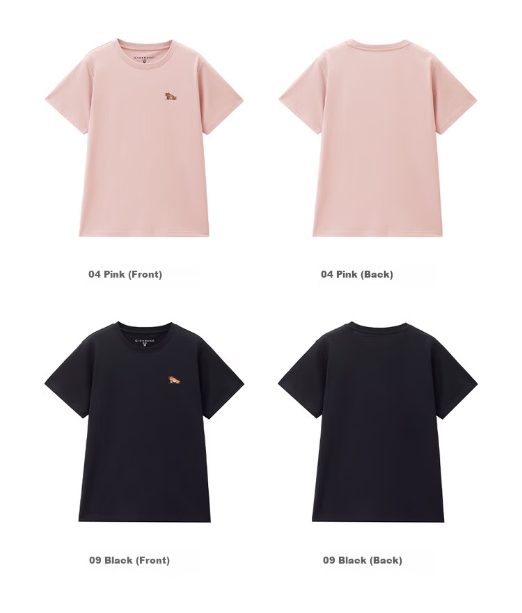 Giordano Women's Short Sleeve T-Shirt 2026 Summer New Pure Cotton Fun Cat Embroidery Crew Neck Top 13326317 18