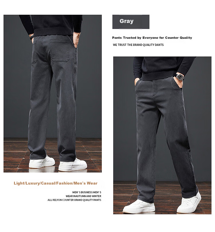 Pierre Cardin Men's Spring Summer Business Casual Straight Leg Pants Loose Fit Stretch Tencel Trousers Gray 32 9