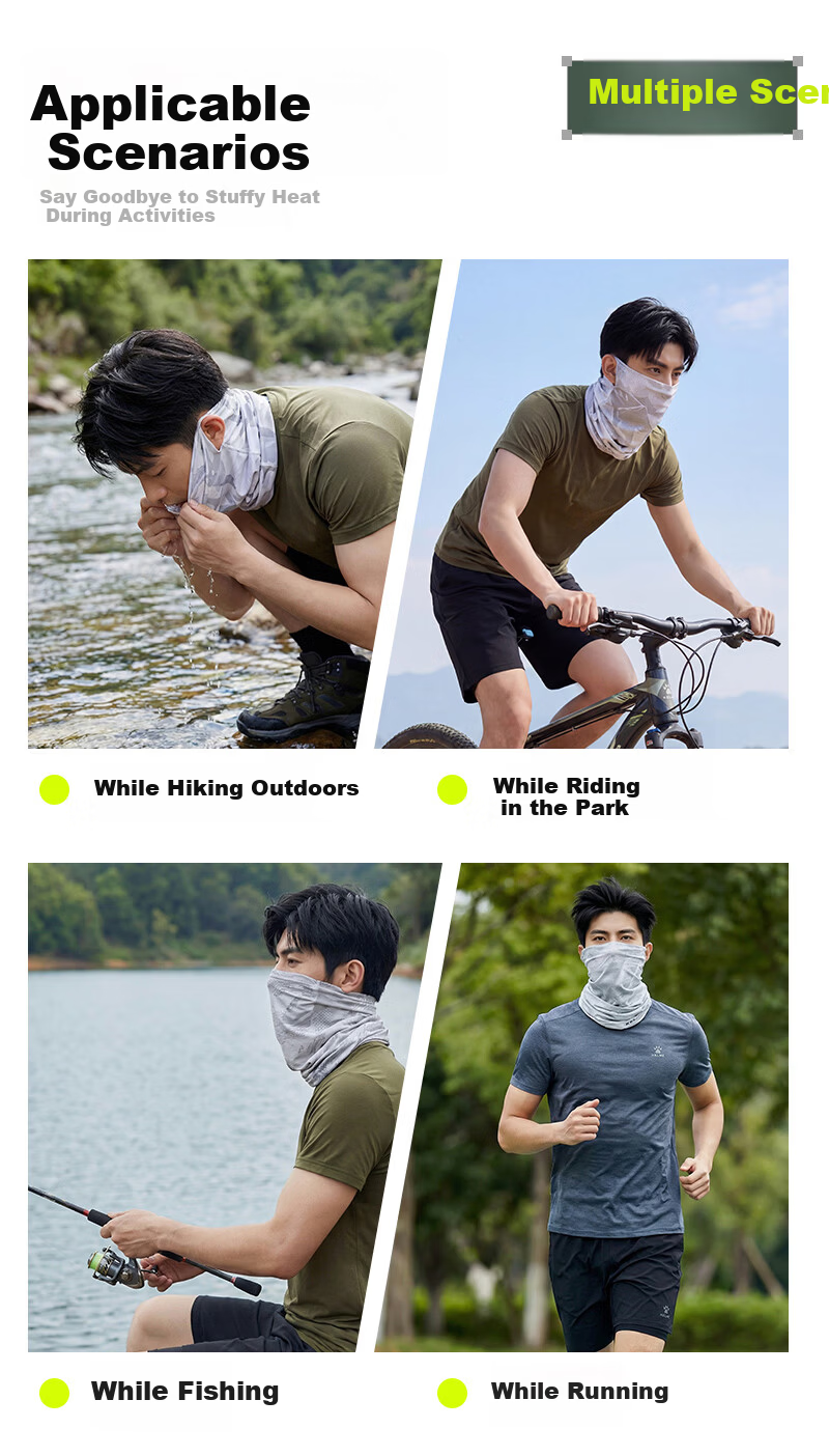 KELME Summer Cycling Ice Silk Sun Protection Face Mask with Ear Loops Neck Gaiter UV Protection for Men and Women Fishing Mountaineering Scarf 14