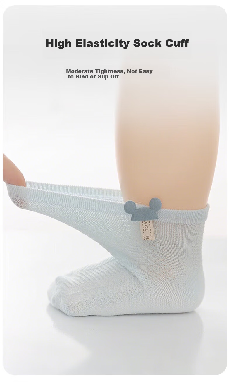 Aibao Baby Socks Summer Thin Newborn Mid-Calf Low-Cut Mesh Cotton Socks 4 Pairs Size M S762 2