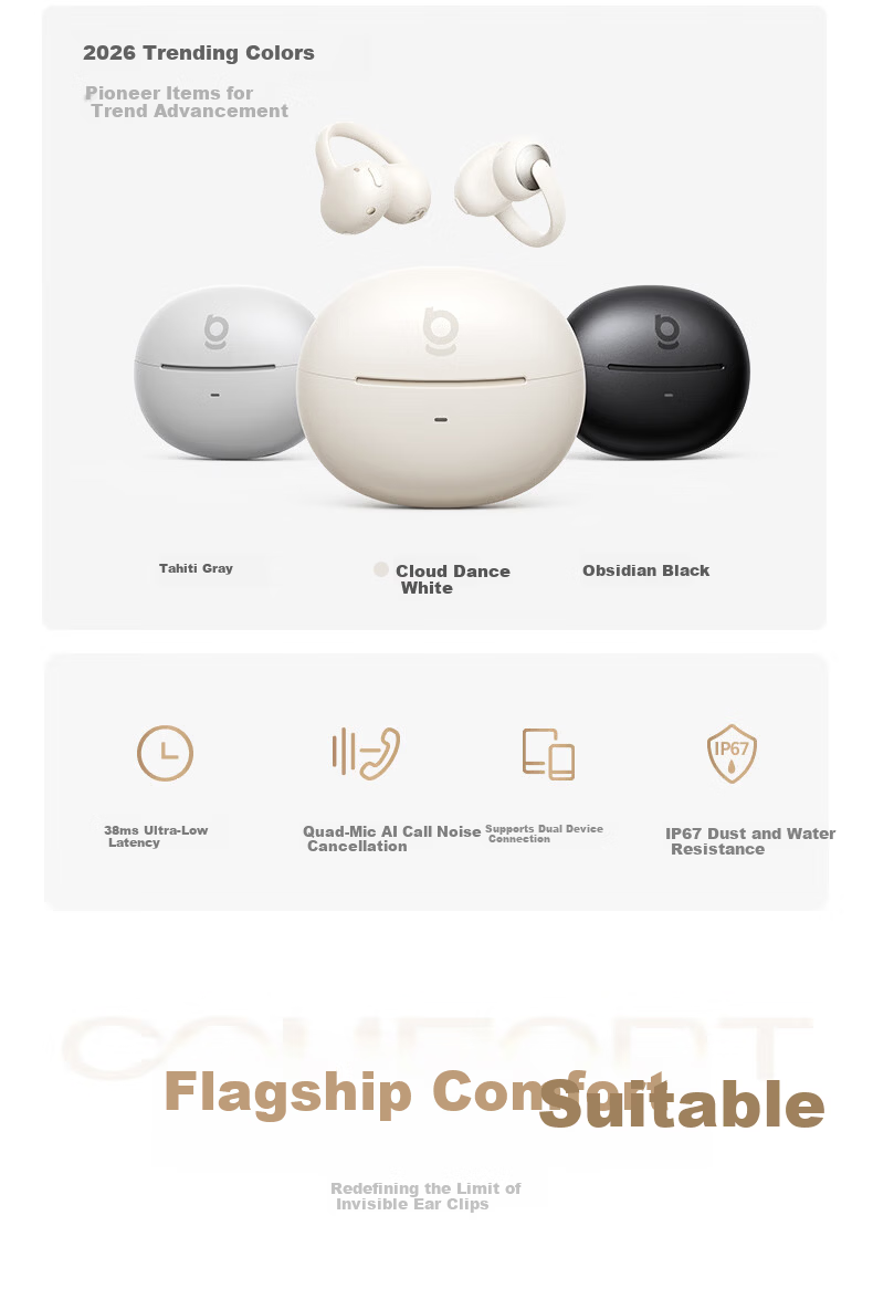 BASEUS [New Product | Exclusive First Release] MC2 Comfortable Ear Clip Bluetooth Headphones, Open-Style Non-In AI Translation Call Noise Reduction Sports Long Battery Life 2026 Latest Model 5