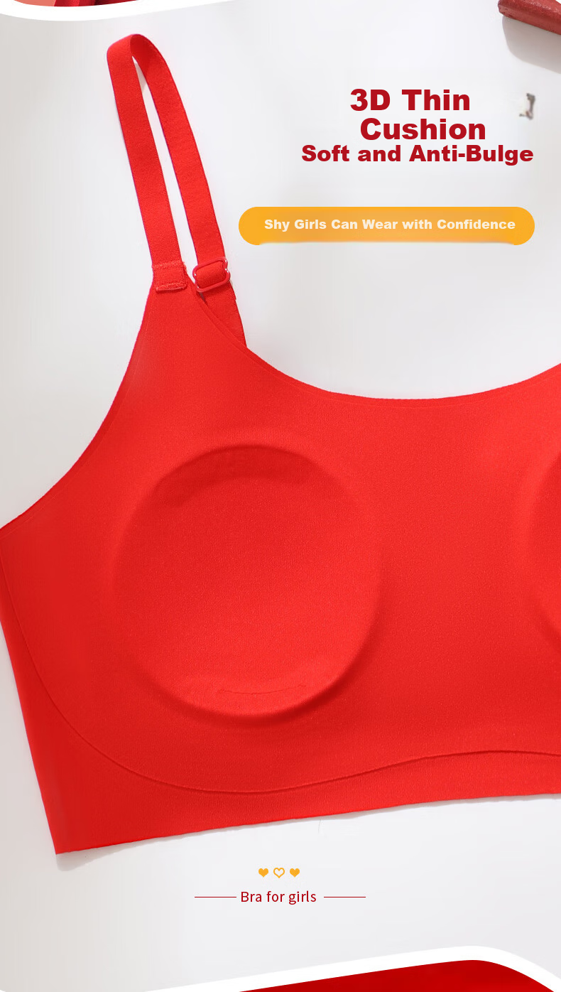 MiiOW Red Underwear Gift Set for Girls in Their Birth Year, Vest Bra and Panties for Middle and High School Students, Children's Development Period 5