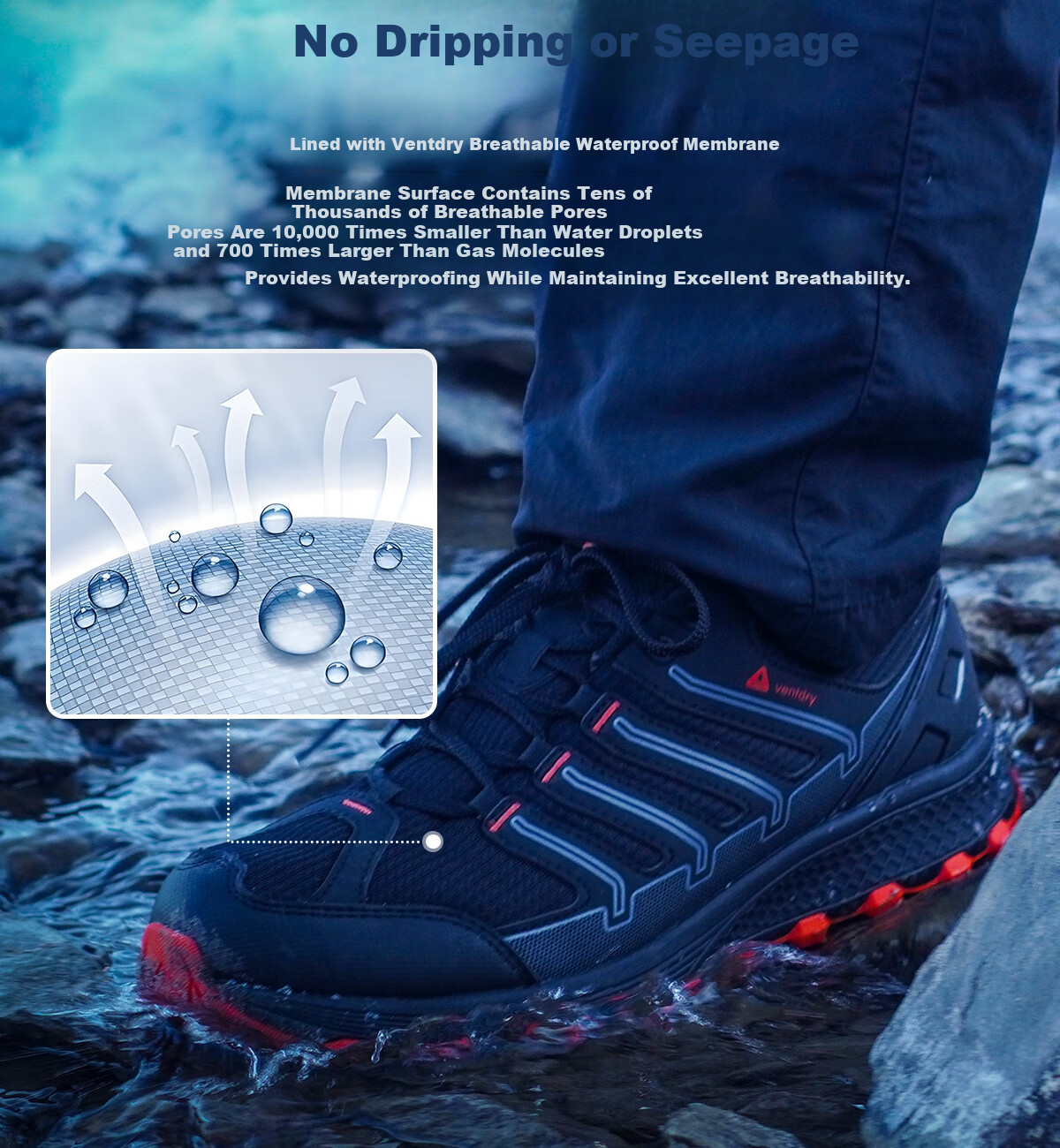 Outdoor Agent Waterproof Non-Slip Shock Absorption High Grip Hiking Mountaineering Shoes Men T52PRO Black Orange Size 35 3