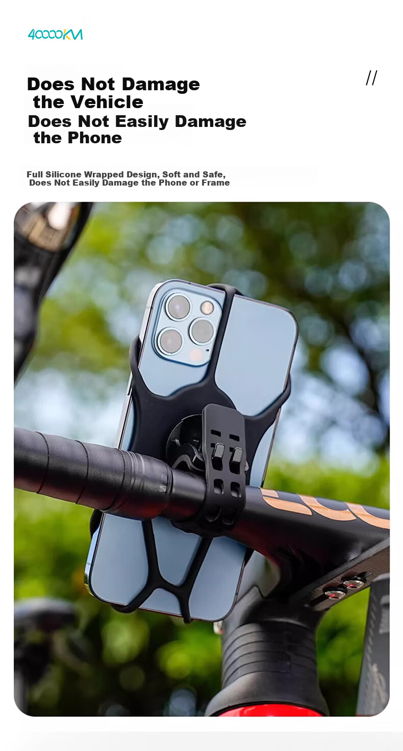 40,000 Kilometers Bicycle Phone Mount Silicone Shockproof Phone Holder for Mountain and Road Bikes Cycling Gear 13