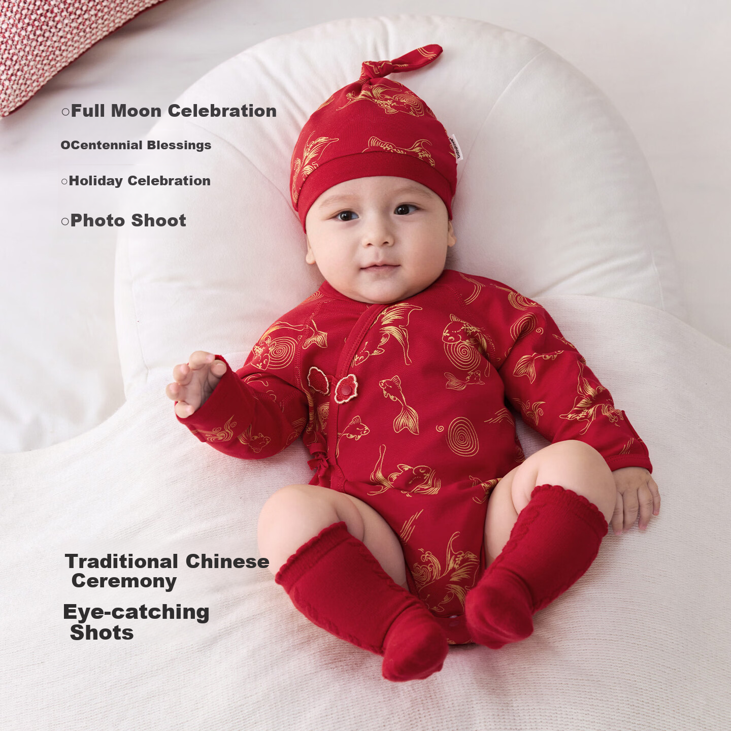 Babylove Anxinrou Baby Bodysuit Newborn Pure Cotton Red New Year Clothes Fulin Yejin