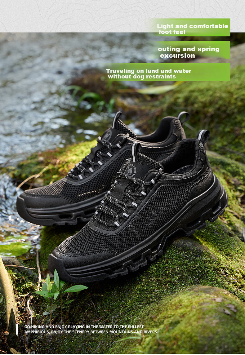 Camel Outdoor Mesh Breathable Men's Shoes Thick Sole Hiking Shoes Casual Walking Shoes P16M342018 Night Black Size 38 12