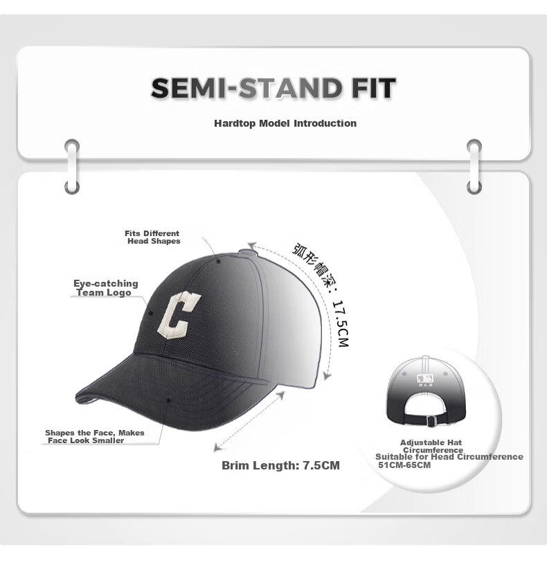 MLB Baseball Cap Unisex Couple Hard Top Duckbill Hat Autumn Winter Sports Hat Four Seasons 3ACPB095N-50BRS-F 3
