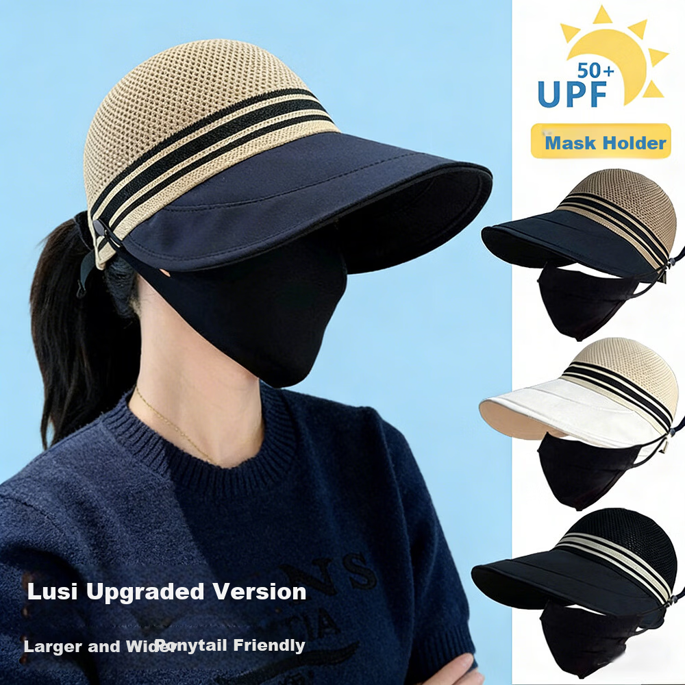 HAOGUAN Large Brim Duckbill Fisherman Hat for Women Summer Hollow Breathable Sunshade UV Protection Cycling Sun Hat