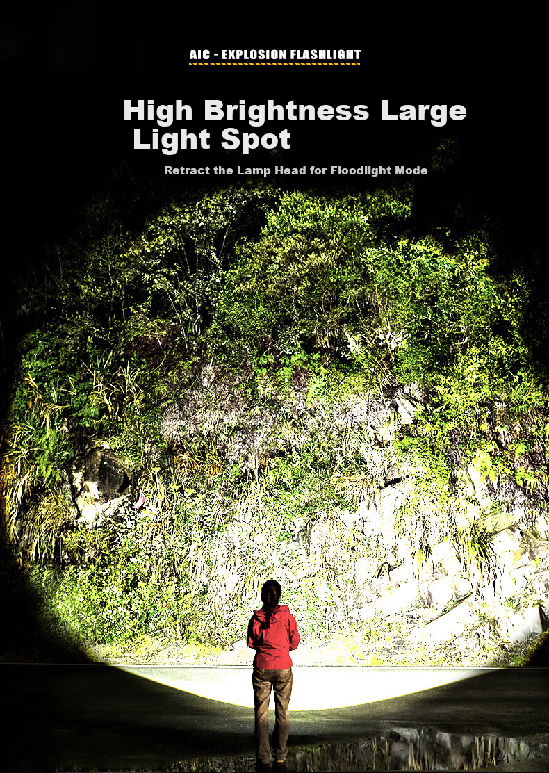 AIC High-Power Zoomable Flashlight Long-Range Outdoor Laser Super Bright Rechargeable Emergency Lighting 7