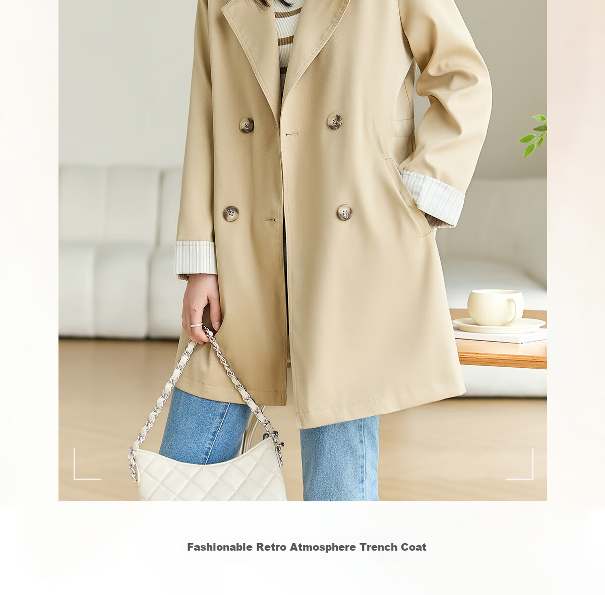 She Enjoy Casual Women's Mid-Length Trench Coat Blazer Collar Fashion Simple Jacket T13KF7478 1