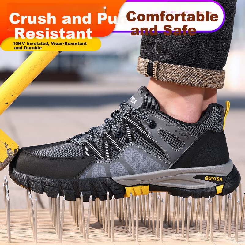 Jingtu Electrician Work Safety Shoes Men Breathable Insulated Anti-Smash Anti-Puncture State Grid Work Safety Shoes 1105YKV-1 Size 41