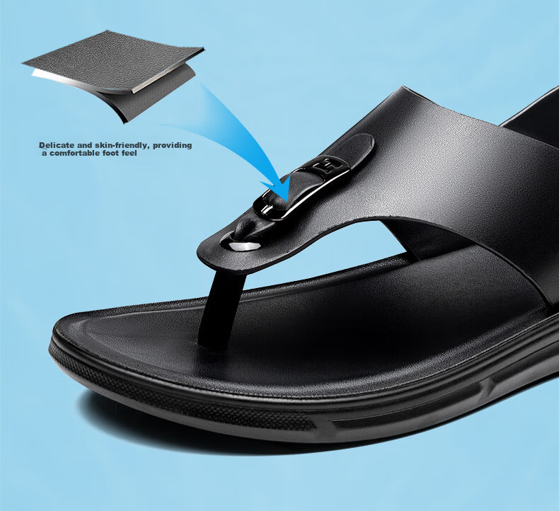 LAORENTOU Flip-Flops for Men, Fashionable And Simple Dual-Use Sandals, Outdoor Beach Slippers LT11107 Black 43 6