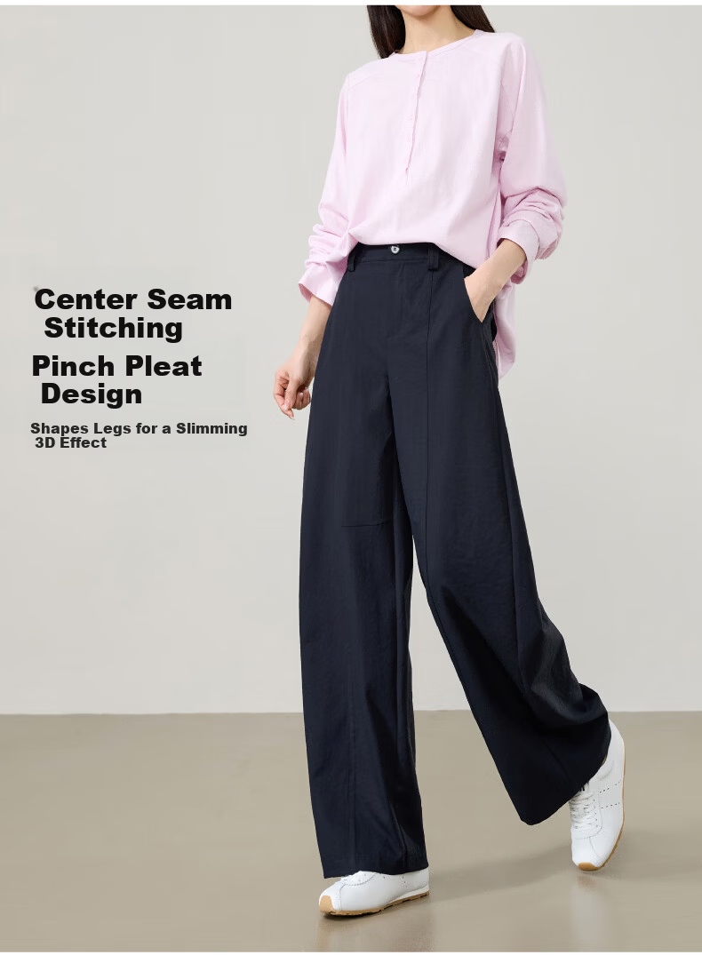 ESE-Y [Sun Protection, Wrinkle-Free] Women's Banana Pants Spring 2026 Slim Fit Easy Care Curved Casual Wide-Leg Light Gray Size 30 10