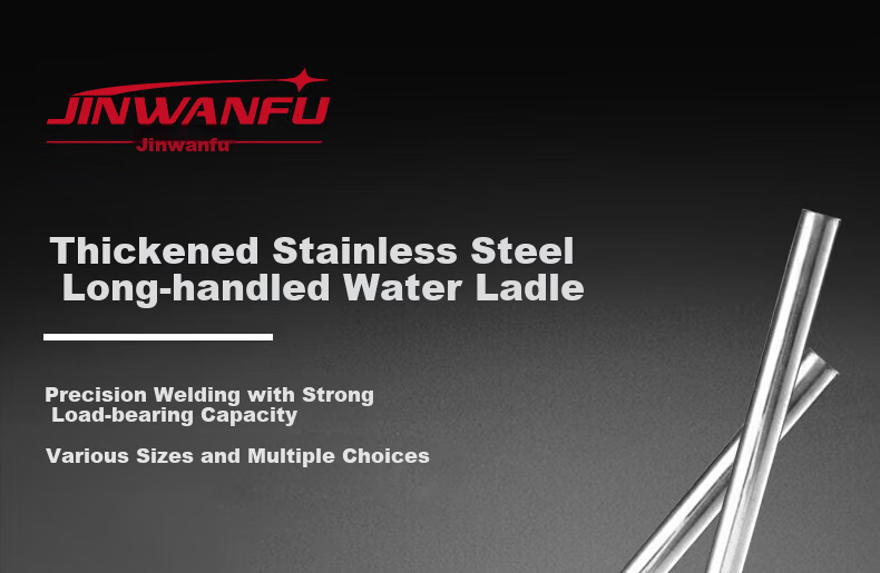 Jinwanfu Stainless Steel Soup Ladle, Long Handle Water Scoop, Commercial Large Soup And Porridge Spoon, Diameter 12cm, Length 65cm 1