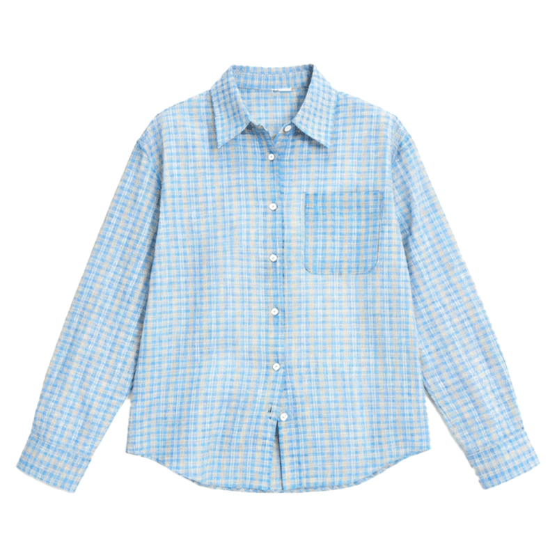 ENC Vintage Artistic Plaid Shirt Classic Trendy Versatile Blouse 2026 Women's Spring Summer Lightweight Sun Protection Top