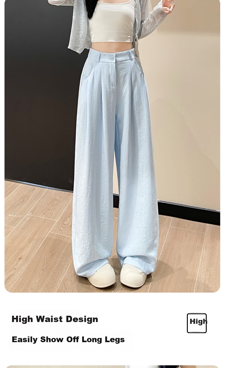 Borui Wide-Leg Milk Puff Yamamoto Pants Women 2026 Summer Thin High-Waist Straight Loose Casual White Suit Trousers 6