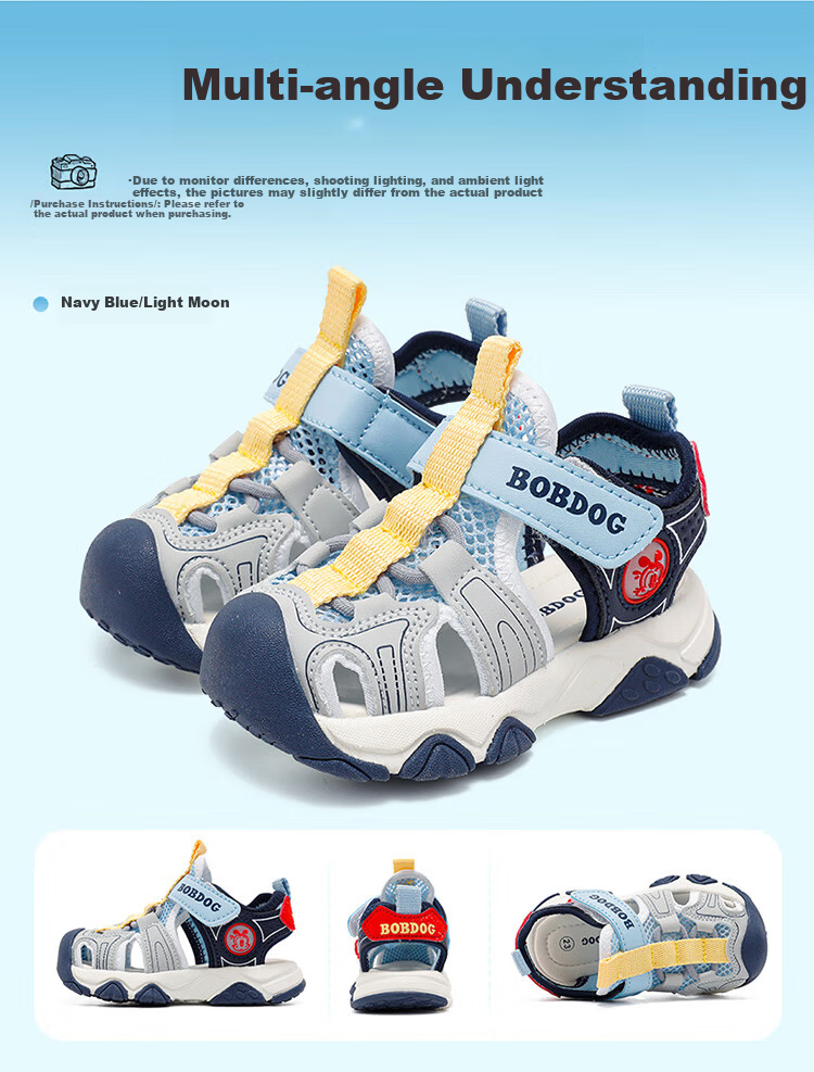 Babu Bean Boys' Summer Breathable Toddler Sandals 105352019 Navy Blue/Light Moon Size 25 6