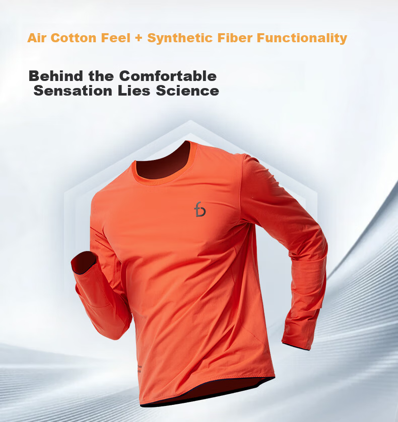 Feibit [Cotton Feel Long Sleeve 2.0] Men's Autumn Winter Breathable Running Sports Top Quick-Dry Base Shirt Ripple Green L 2