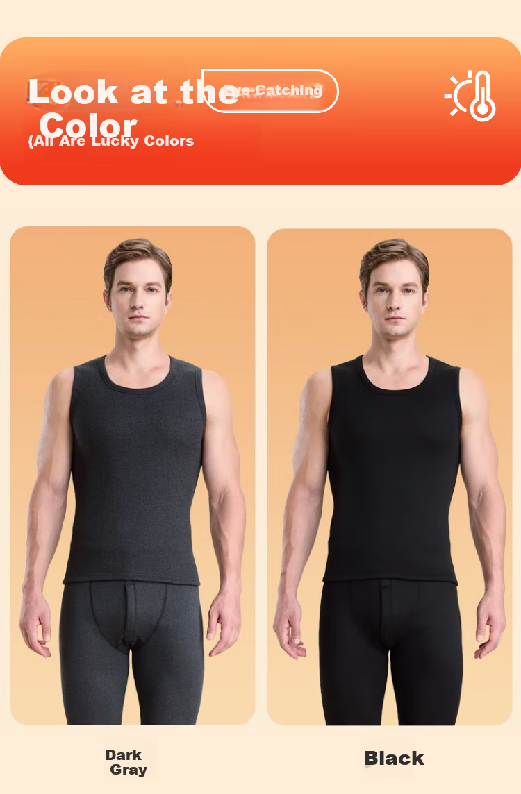LangSha Men's Thermal Antibacterial Anti-Mite Fleece-Lined Thickened Sleeveless Base Layer Vest Autumn Winter Heat Retaining Close-Fitting Top 18
