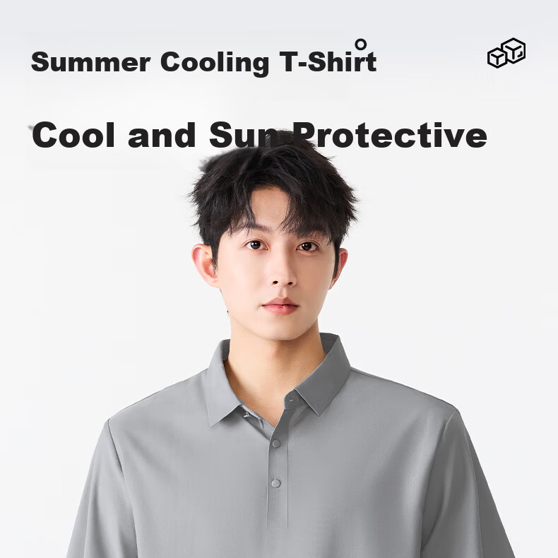MINISO Men's Polo Shirt Short Sleeve T-Shirt Summer Ice Silk Quick-Dry Men's Collared Top Z Medium Gray M 2