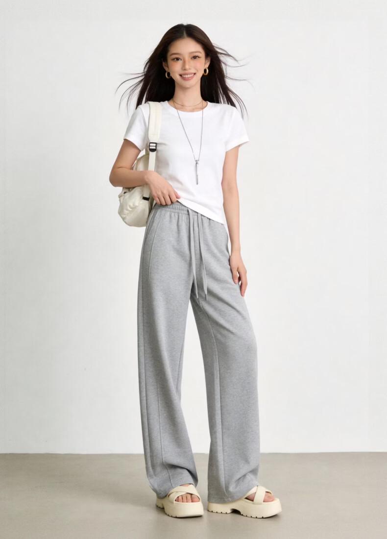 Xiangyi Lover 3D Curved Blade 26 Spring New Narrow Version Banana Wide-Leg Pants Straight-Leg Women's Sweatpants Casual Sports Pants 17