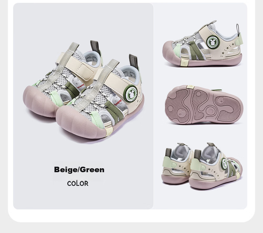 BOBDOG Kids Summer Breathable Soft Sole Non-Slip Toddler Walking Shoes Children's Sandals Gray Pink Size 20 14