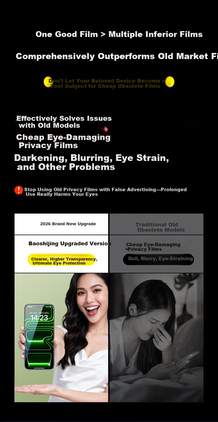 Baoshijing 25° Eye Comfort Privacy Tempered Glass Screen Protector for iPhone 17 Pro Max, Dust-Free Full Screen, Anti-Fingerprint, Privacy, and Dustproof Earpiece Protection 3