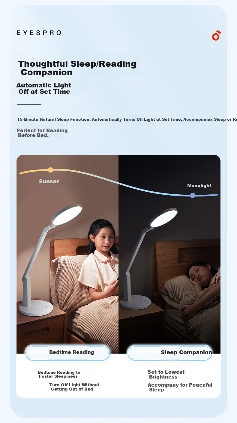 Haishibao National AA Rechargeable Desk Lamp Eye Protection Light for Study, Full Spectrum, Student Children's Dormitory Bedside Lamp VL161C-1 11