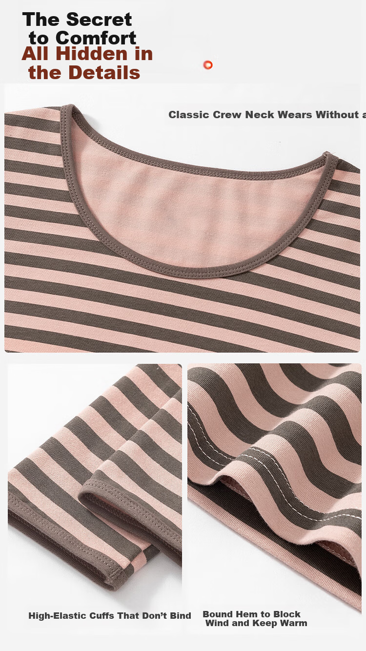 Tingmei 100% Pure Cotton Thermal Set Women's Underwear Autumn Top and Bottom 10A Antibacterial Base Layer Thin Spring Style 6