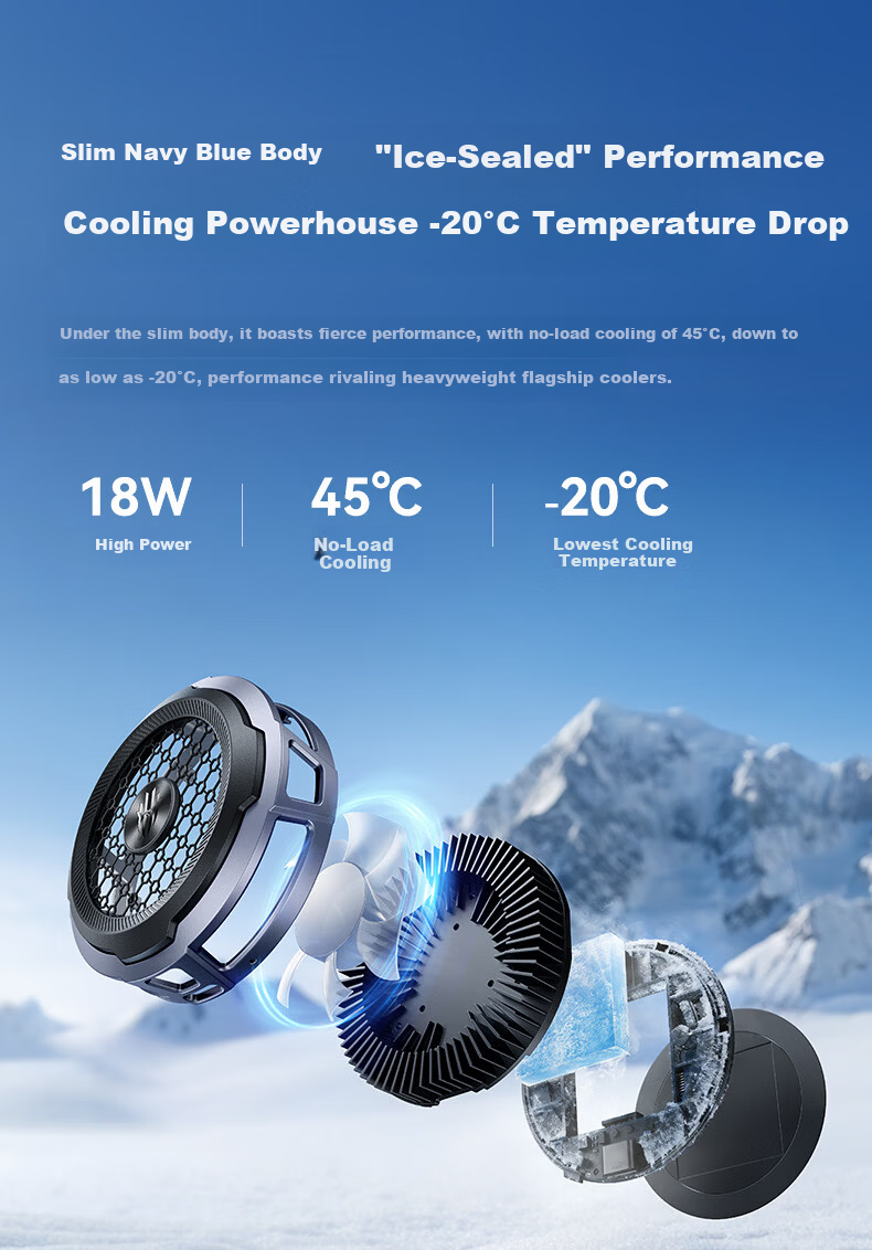 Nubiyahongmo Magnetic Cooling Fan 6AIr Phone Cooling Back Clip Gaming Semiconductor Cooling Device Suitable for Black Shark 4, OnePlus, Apple 17 Pro Max, Xiaomi IPad Tablet, IQOO, Huawei 7