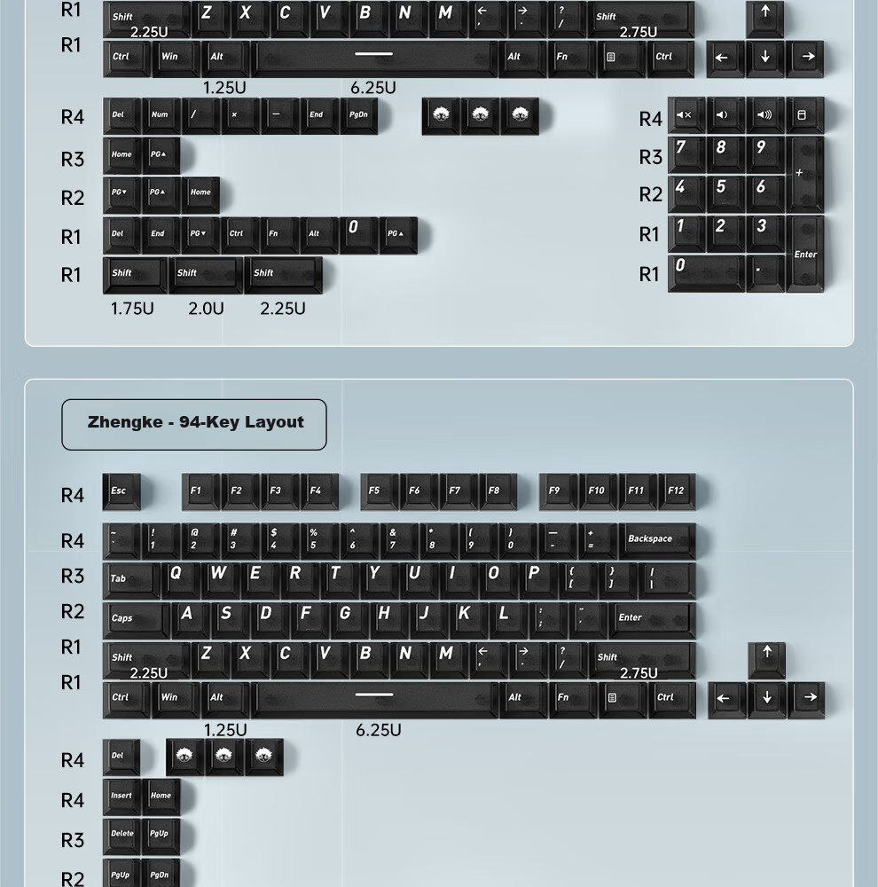 Zhenhuo Gaming Fog Transparent Keycaps Transparent Wooting Little Bee Made68/75 Mechanical Magnetic Axis Keyboard Custom PBT 130 Keys White 3