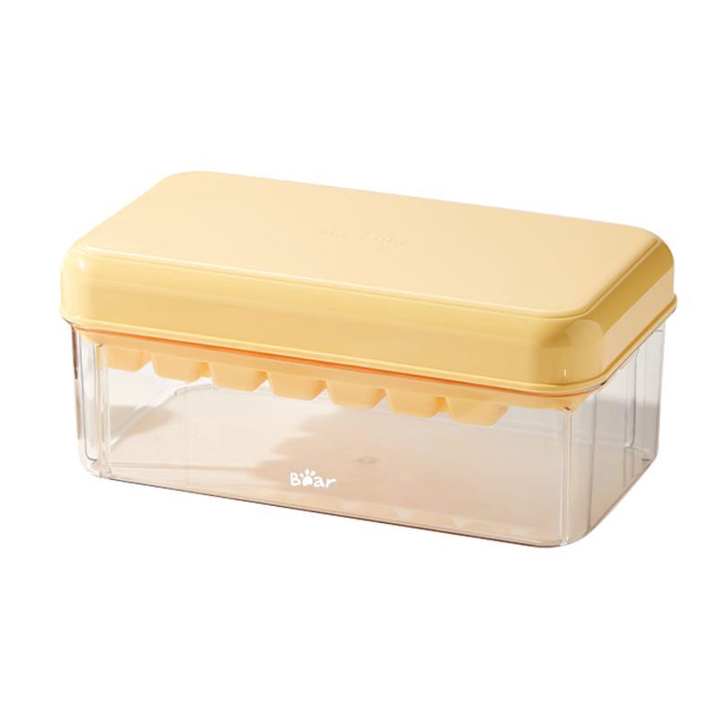 Bear Double-Layer 60-Cavity Square Ice Cube Tray Press-Type Food-Grade Ice Mold Storage Box for Home Use