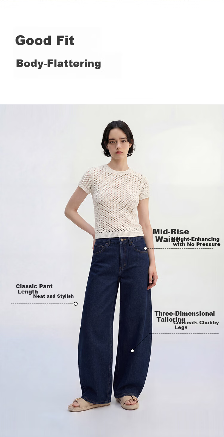 JD Jingzao Linen Curved Blade Women's Jeans Vintage Style Casual Pants 2026 New Spring Autumn Women's Trousers Retro Dark Blue 29 6
