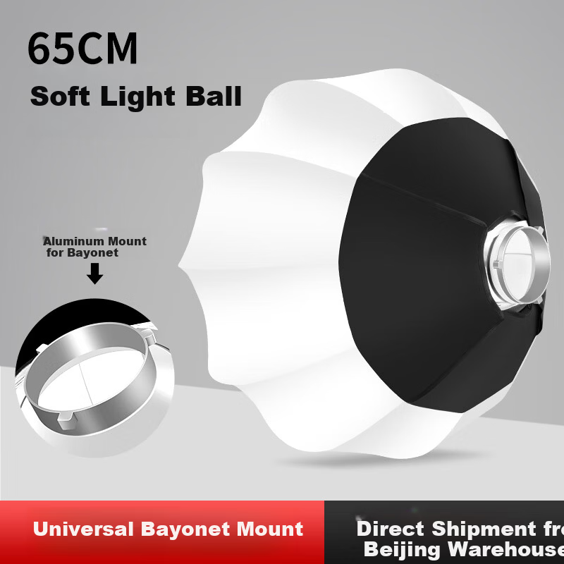 JIMANTU 65CM Softbox Bowens Mount Spherical Soft Light Portable Professional Photography Studio Shooting Live Fill Light Accessory Diffuser